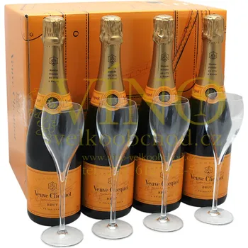 Akce ihned Champagne Veuve Clicquot Ponsardin Brut in Party box šampaňské 4 lahve 0,75 l + 4 skleničky