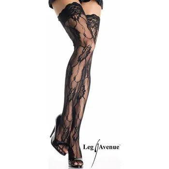 Dámské erotické punčochy Leg Avenue Punčochy Leg Avenue 9215 vzorované s krajkou bílá + Doprava zdarma