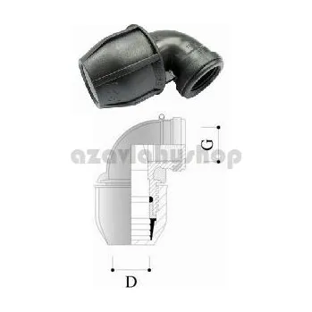 Vodovodní potrubí Závitové koleno 63 mm x 2" vnitřní (FISH závitové koleno 63 mm x 2" vnitřní závit PN16)