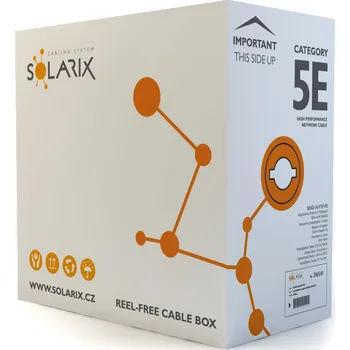 Kabel kabel FTP CAT5E PE stíněný venkovní černý Solarix SXKD-5E-FTP-PE, balení 305m /27655192/