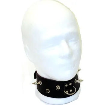 BDSM obojek Kožený obojek široký s hroty