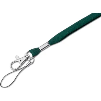 Jednoduchá tmavě zelená šňůrka na krk s karabinkou a poutkem, balení 2 ks