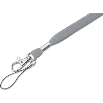 Jednoduchá šedá šňůrka na krk s karabinkou a poutkem, balení 2 ks
