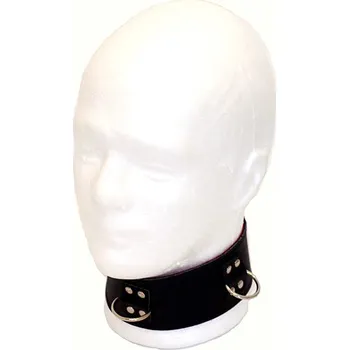 BDSM obojek Kožený obojek široký s D kroužky