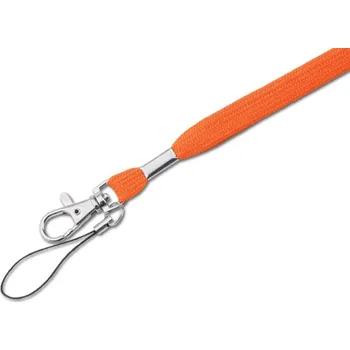 Jednoduchá oranžová šňůrka na krk s karabinkou a poutkem, balení 2 ks
