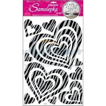 Samolepící dekorace Samolepící dekorace na zeď (60x32cm) Room Decor srdce se stříbrnými glitrovými pruhy 10007