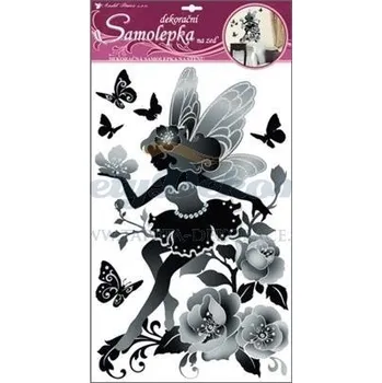 Samolepící dekorace Samolepící dekorace na zeď (60x32cm) Room Decor víla černá glitry a kamínky 10018