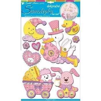 Samolepící dekorace Samolepicí dekorace na zeď pro děti 10050 z tvrdého papíru s čápem Room Decor (47 x 29 cm)