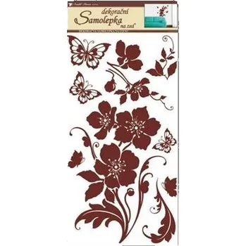 Samolepící dekorace Samolepicí dekorace Room Decor Hnědé květiny s motýly 10038 (69 x 32 cm)