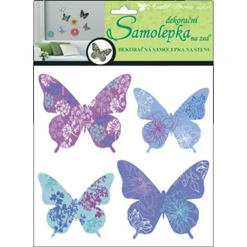 Samolepící dekorace Samolepky na zeď 3D motýli modrofialoví 10154 / Samolepicí pokojová dekorace pro děti Room Decor (30 x 22 x 1 cm)