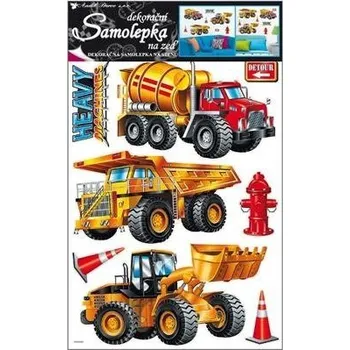 Samolepící dekorace Dětská samolepící dekorace na zeď Stavební stroje 10035 / Dětská samolepka na zeď Room Decor (70 x 42 cm)