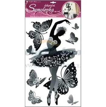 Samolepící dekorace Samolepící dekorace na zeď (60x32cm) Room Decor baletka černá s glitry a kamínky 10017