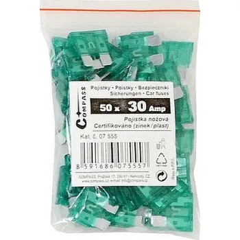 Autopojistky Compass Pojistky nožové 30 Amp 50ks polybag