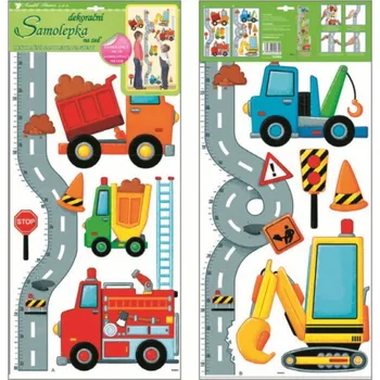 Samolepící dekorace Dětský metr samolepicí na zeď silnice s auty 10098 / Dětská samolepicí dekorace metr Room Decor (70 x 33 cm)