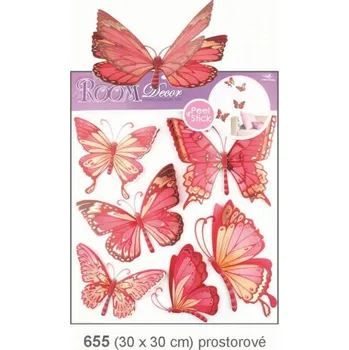 Samolepící dekorace Samolepicí dekorace na zeď (30x30cm) Room Decor dvouřadí pohybliví motýli 655