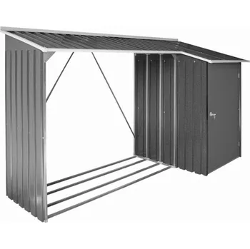 Zahradní domek Duramax Přístřešek na dřevo s kůlnou antracit