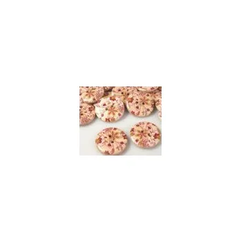 Knoflík Knoflík dřevěný 48“ (30,5 mm) Květ - 7 bordó
