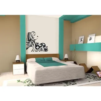 samolepka Merci-shop. Samolepka na zeď. Dívka a motýlci 64 x 60 cm