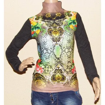 Halenka se stojáčkem béžová (Halenka tunika s kamínky béžová)