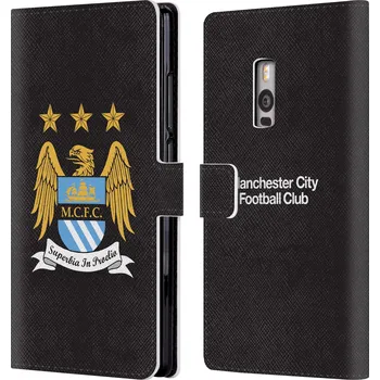 Pouzdro na mobilní telefon HEAD CASE Flipové pouzdro pro mobil OnePlus 2 ( TWO ) Oficiální Manchester City znak a černé pozadí (HEAD CASE uzavírací magnetický obal, kryt na mobil OnePlus 2 ( TWO ) Fotbal Manchester City znak černý odstín)