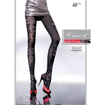 Dámské punčochy LESLEY 40den-punčochové kalhoty FIORE grafit-šedé 2-S (vzorované punčochové kalhoty z mikrovlákna)