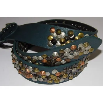 Opasek Opasek kožený s nýty zelený