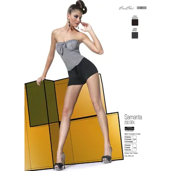 Kalhotky SAMANTA ŠORTKY 200den-BasBleu black-černé (elegantní šortky se šněrováním v přední části)