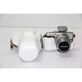 Pouzdro na mobilní telefon Kožené pouzdro pro OLYMPUS PEN E-PL6 bílé (Stylové retro pouzdro pro pen e-pl6)