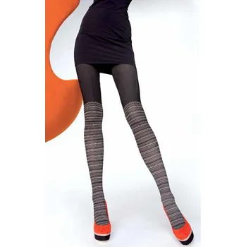 Dámské punčochy Fiore Nessa 60 den Punčochové kalhoty black-ecri 4-L (punčochové kalhoty s imitací nadkolenek)