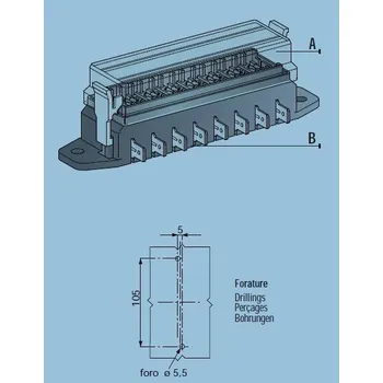 Autopojistky Pojistková skříň na 8 pojistek ATO boční vývody (MTA 0100590)