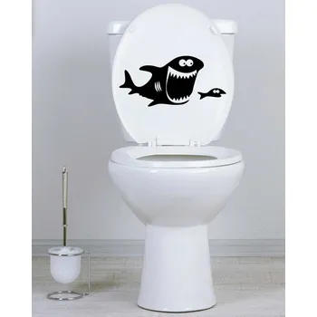 Samolepící dekorace Samolepka na WC Žralok a ryba (dekorace do bytu)