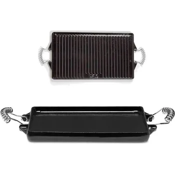 Grilovací litinová smaltovaná deska VACA 27x21 cm, Vaello Campos P3827 (P3827 VACA Grilovací deska z litiny, smaltovaná s drátěnými úchopy )