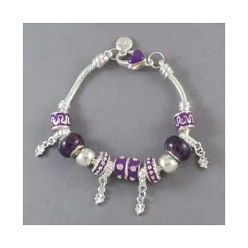 Náramek Elegantní náramek s korálky - tmavě fialový