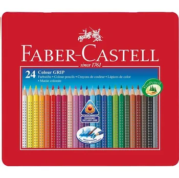 Pastelka Sada 24 školních akvarelových pastelek GRIP - Faber-Castell v plechové krabičce