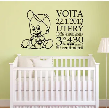 Samolepící dekorace Samolepka na zeď Nápis na stěnu - List narození - Chlapeček (samolepka na zeď)
