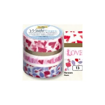 Lepicí páska Washi páska srdce - sada 4 ks