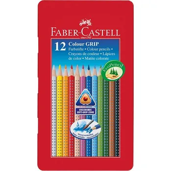Pastelka Sada 12 školních akvarelových pastelek GRIP - Faber-Castell v plechové krabičce