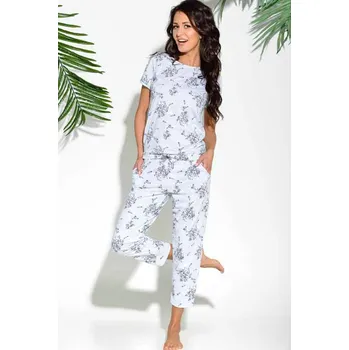 Dámské pyžamo Dámské pyžamo 906-Flora, krátký rukáv, oranžovošedá, vel. S, M, L