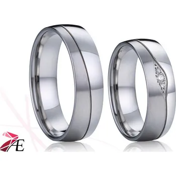 Prsten Ocelové snubní prsteny s brilianty - 035