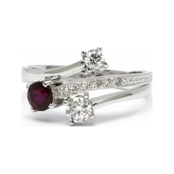 Prsten Diamantový prsten s červeným rubínem 585/2,90 gr J-19647-12 (J-19647-12)