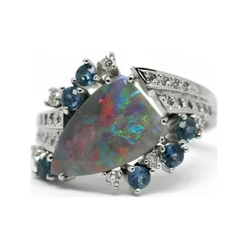 Prsten Diamantový prsten s opálem a safíry (1,196ct) 585/4,66 gr J-22237-13 ( J-22237-13)