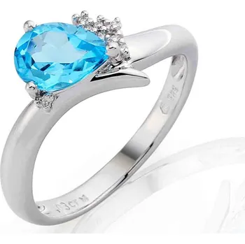 Prsten Klenoty Budín Luxusní diamantový prsten s pravým modrým topazem 3860517 (Klenoty Budín Luxusní diamantový prsten s pravým modrým topazem 3860517)