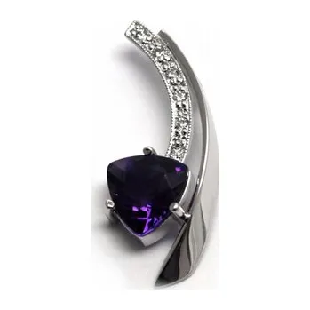 Prsten Diamantový zlatý přívěsek s fialovým ametystem 585/1,12 gr J-20737-12 (J-20737-12)