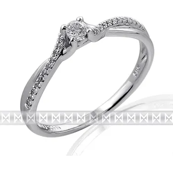 Prsten Klenoty Budín Luxusní moderní zásnubní diamantový prsten z bílého zlata 1/0,09 ct + 22/0,6ct 3861849 (Klenoty Budín Luxusní moderní zásnubní diamantový prsten z bílého zlata 1/0,09 ct + 22/0,6ct 3861849)