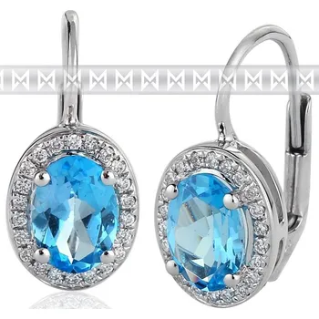 Prsten Diamantové náušnice s brilianty a velkými modrými blue topazy bílé zlato 3880138 (3880138-0-0-93)