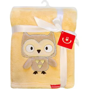 Dětská deka Bobobaby fleecová deka žlutá sova 76x102cm