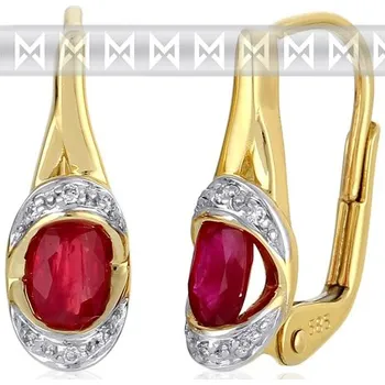 Náušnice Diamantové zlaté náušnice s přírodnými rudými pravými rubíny 3830929 (3830929-5-0-94)