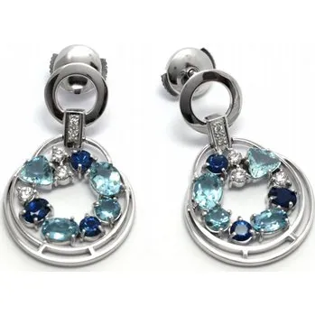 Prsten Diamantové náušnice se safíry, akvamaríny a diamanty 585/6,60 gr J-21360-12 (J-21360-12)