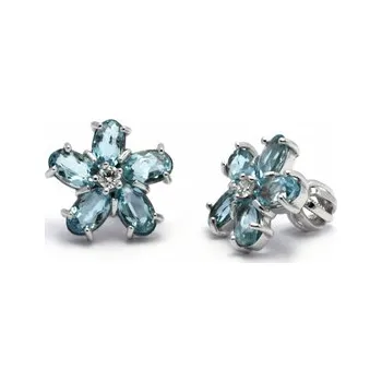 Prsten Diamantové náušnice s brazilskými akvamaríny 585/2,22 gr J-21137-12 (J-21137-12)