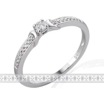 Prsten Luxusní zásnubní prsten s diamantem posetý diamanty 17ks/0,12ct (3860836-0-54-99)